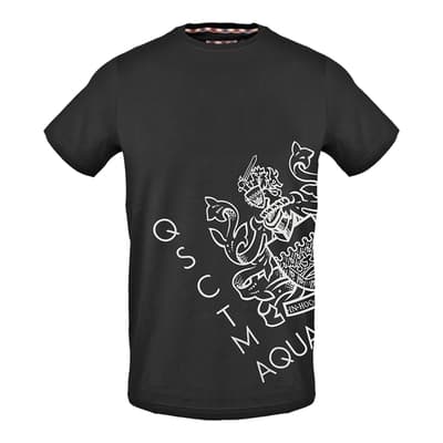 Black Large Crest Logo Cotton Blend T-Shirt