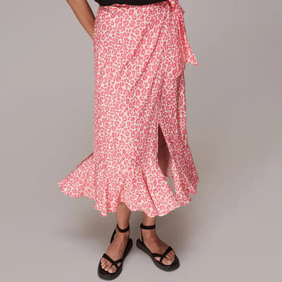 Pink Animal Print Wrap Skirt