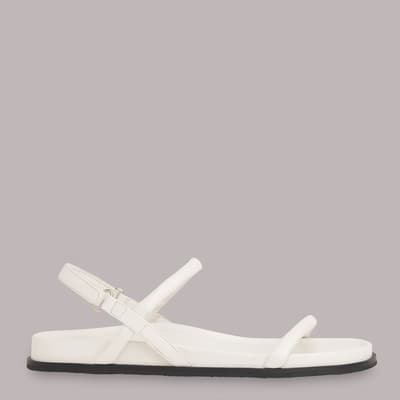 White Shelby Padded Leather Sandals