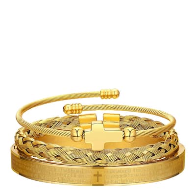 18K Gold Cross Bracelet Set