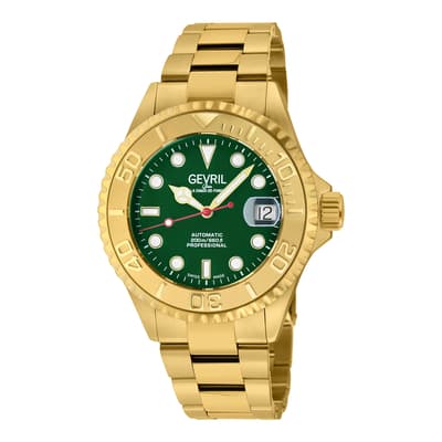 Men's Gold/Green Wall Street Sellita Swiss Watch 39mm