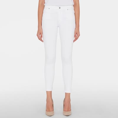 White High Waisted Skinny Crop Stretch Jeans