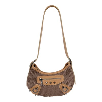 Brown Raffia Shoulder Bag