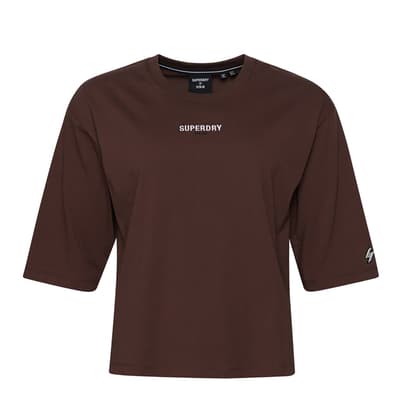 Brown Embroidered Boxy T-Shirt