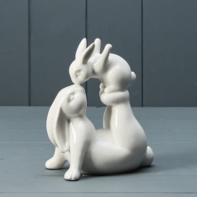 Ceramic White Love You Rabbits