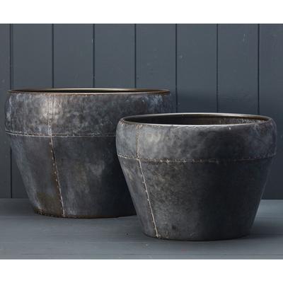 Set Of Two Tulip Shaped Zinc Planters