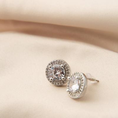 Silver Round Stud Earrings