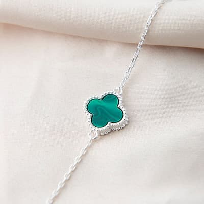 Silver/Green Flower Bracelet