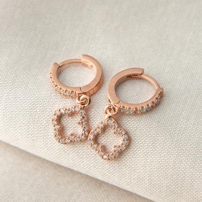 Rose Gold Flower Hoop Earrings