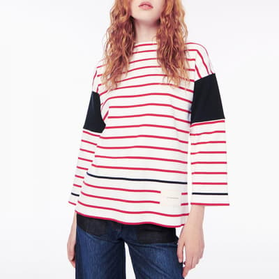 Red Striped Brenton Long Sleeve Cotton T-Shirt
