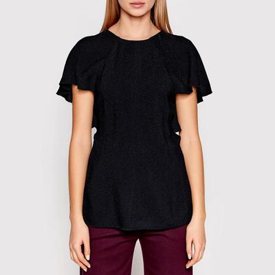 Black Draped Back Cocktail Top