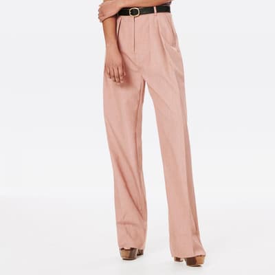 Pink Double Pleat Slouch Trousers