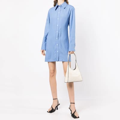 Blue Fitted Shirt Mini Dress