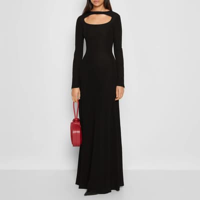 Black Cut-Out Detail Floorlength Dress