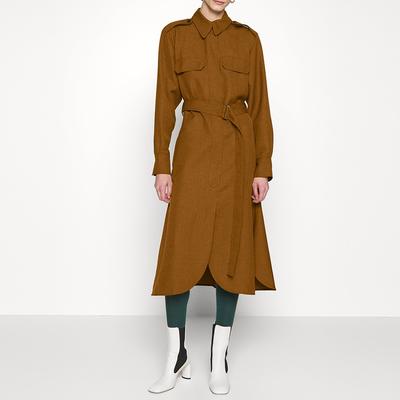 Tan Utility Belted Cotton Midi Dress