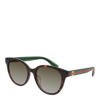 Women's Brown/Green Striped Gucci Sunglasses 54mm