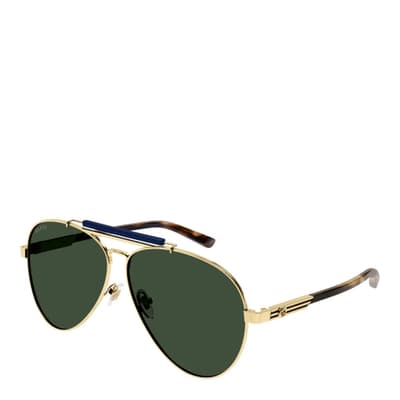 Men's Gold/Green Gucci Sunglasses 61mm