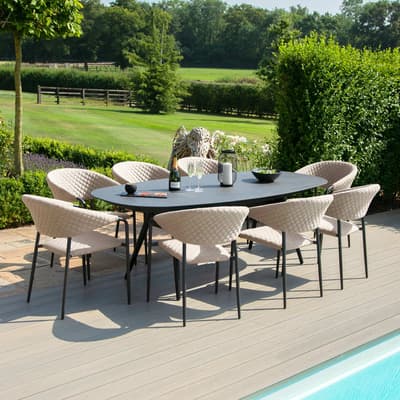 SAVE £500 - Pebble 8 Seat Oval Dining Set , Taupe