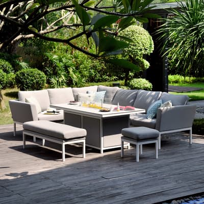 SAVE £660 - Pulse Rectangular Corner Dining Set , With Fire Pit Table , Lead Chine