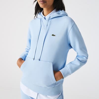 Pastel Blue Relaxed Cotton Blend Hoodie
