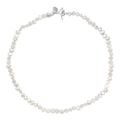 Sterling Silver Medium White Baroque Pearl Necklace