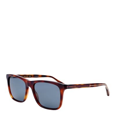 Men's Brown Havana/Blue Gucci Sunglasses 57mm
