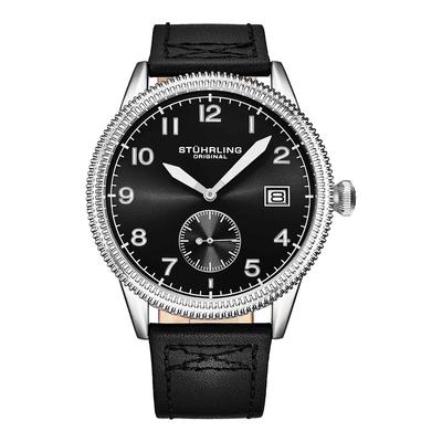 Men's Black/Silver Wingman Quartz Aviator Watch 44mm