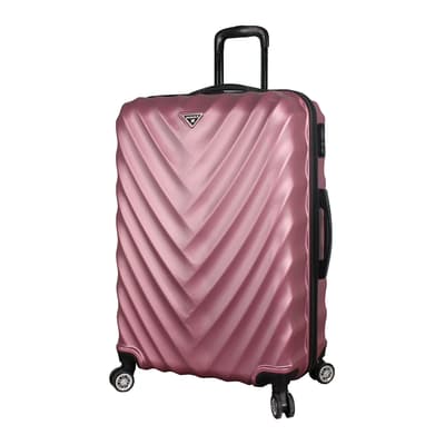 Large Rose Gold Directional Lined Suitcase