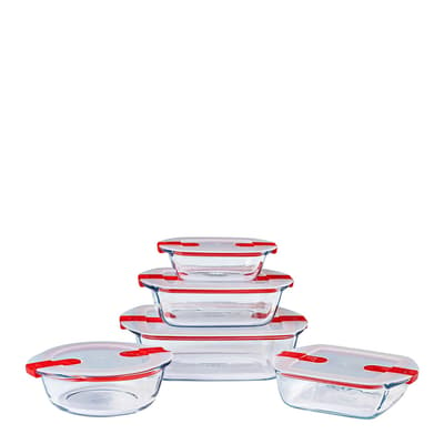 Set of 5 Cook & Heat Glass Dishes with Airtight Lids