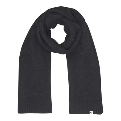Black Knitted Accessories Ribbed Scarf