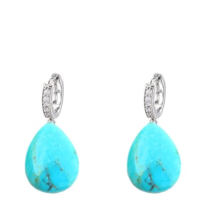Silver Turquoise Pear Drop Earrings