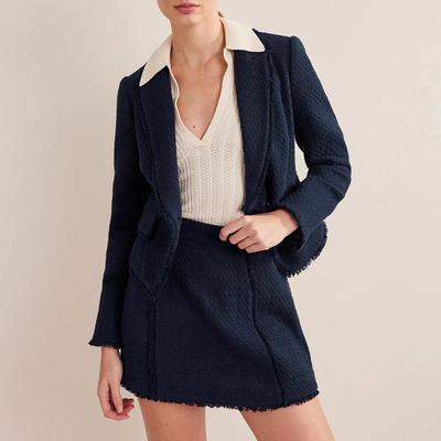 The York Cropped Cotton Blazer-Navy