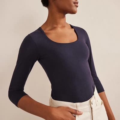 Navy Cotton Layer Top