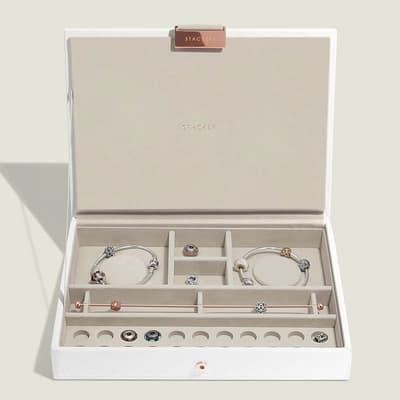 White And Rose Gold Charm Jewellery Box Lid