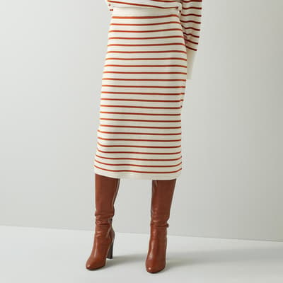 Cream Isabella Merino Wool Midi Skirt