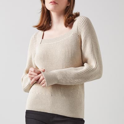 Cream Agnes Cotton Blend Knitted Top