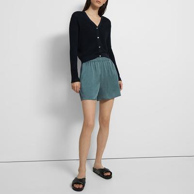 Teal Pull On Satin Shorts