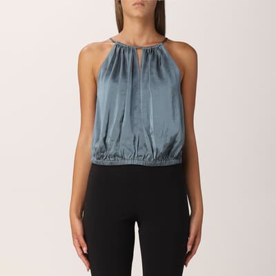 Blue Gathered Cami Top