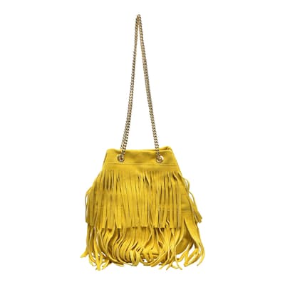Yellow Leather Tassel Bucket Chain Shoulder Bag