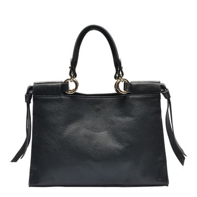 Black Leather Top Magnetic Handbag