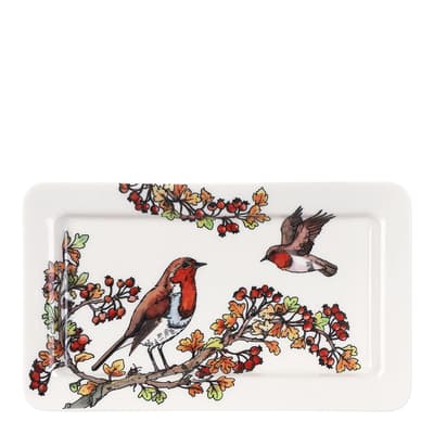 Birds In The Hedgerow Rosehip & Robin Medium Oblong Plate