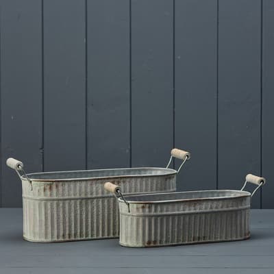 Set Of Two Vintage Style Troughs