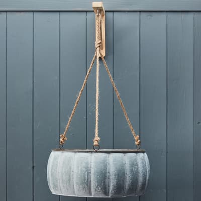 Set Of Two Hanging Vintage Style Zinc Planters