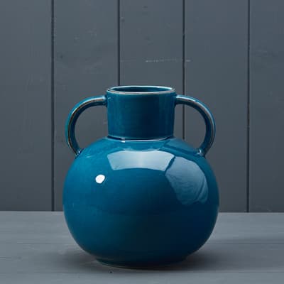 Round blue vase