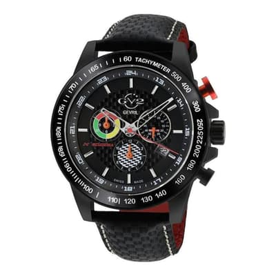 Men's Swiss Quartz Scuderia GV2  Black Dial Black Hand Made Italian Watch 45mm