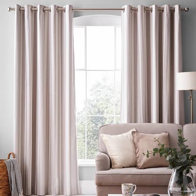 Awning Stripe 162x137cm Eyelet Curtains, Dove Grey