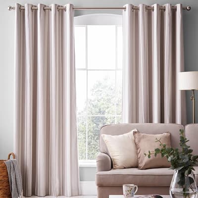 Awning Stripe 162x182cm Eyelet Curtains, Dove Grey