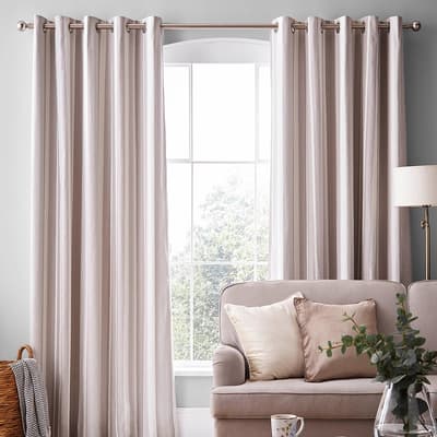 Awning Stripe 223x182cm Eyelet Curtains, Dove Grey