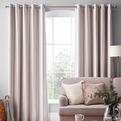 Awning Stripe 223x228cm Eyelet Curtains, Dove Grey