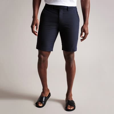 Navy Fruitea Cotton Blend Shorts